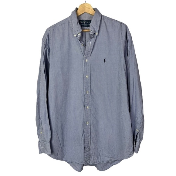 Ralph Lauren Blake Blue & White Gingham Plaid Long Sleeve Button Down L - Picture 1 of 5
